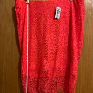 NWT Torrid hot coral size 2 lace overlay skirt